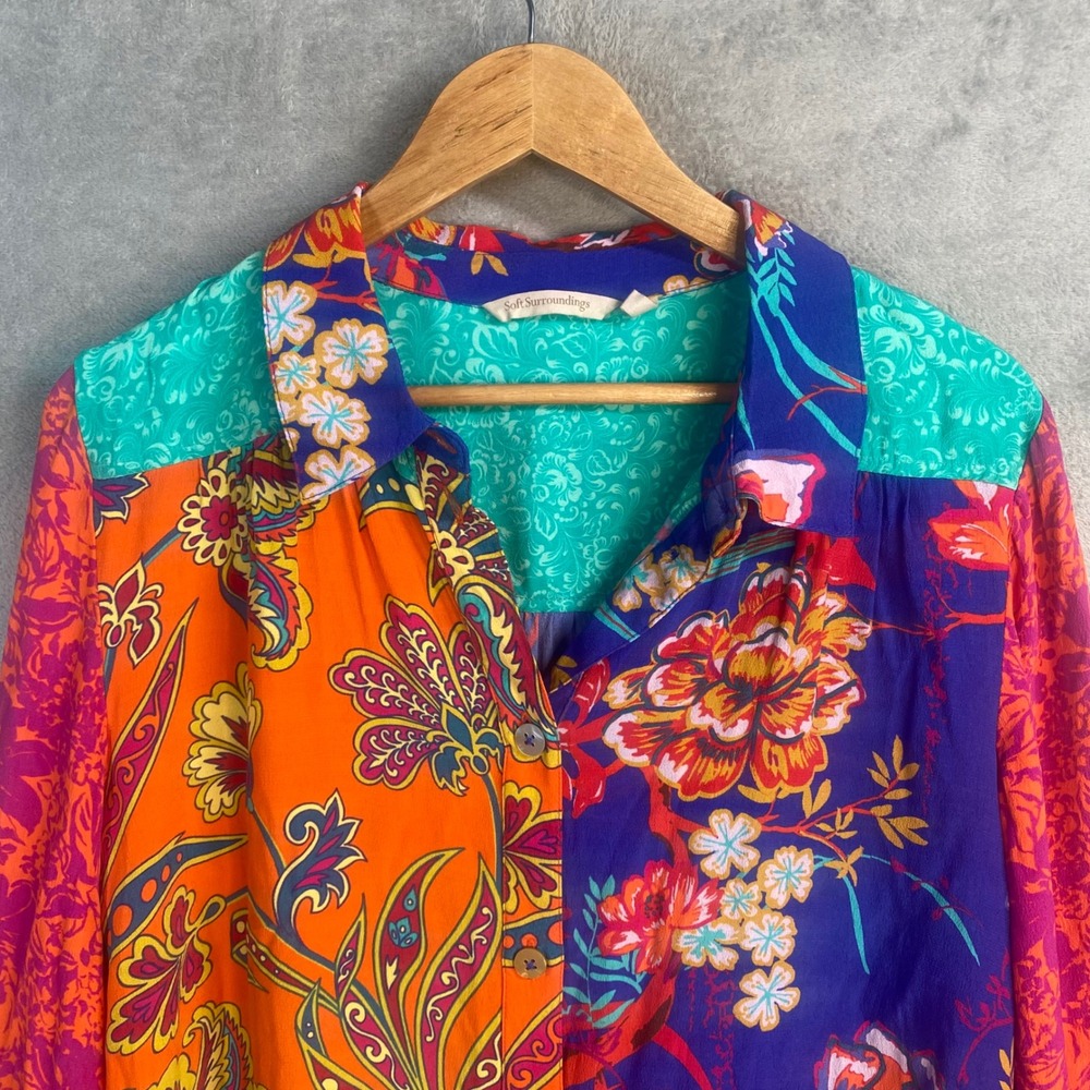 Soft Surroundings Button Down Floral Paisley Mixe… - image 3